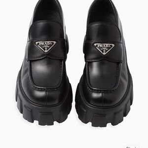 Prada monolith black Platform Loafers